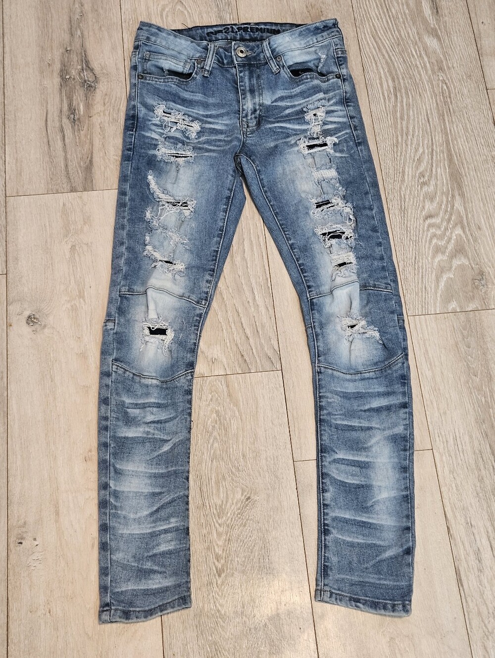 Rue21 Men's Skinny Arc Supreme Flex Jeans 28x30 Blue Distressed Ripped Jeans